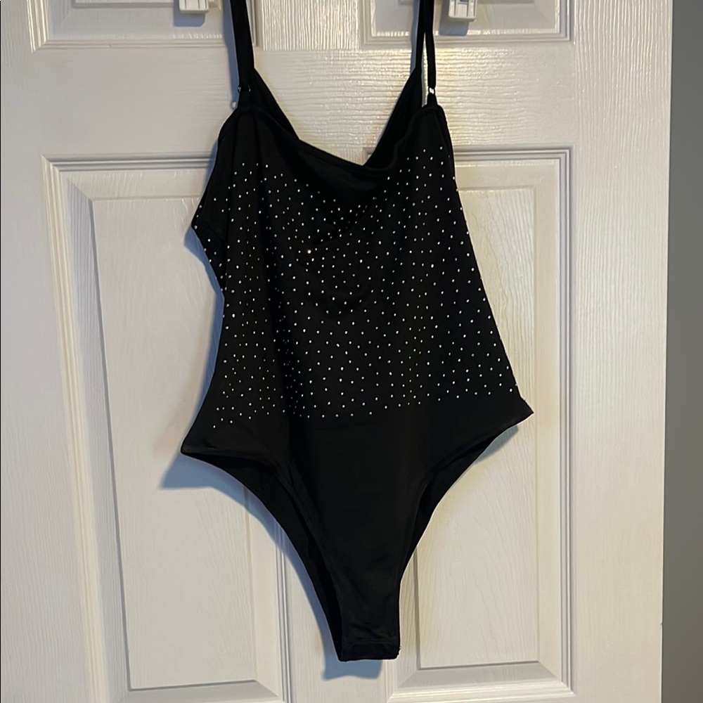 Black Studded Women’s Bodysuit - Picture 2 of 6